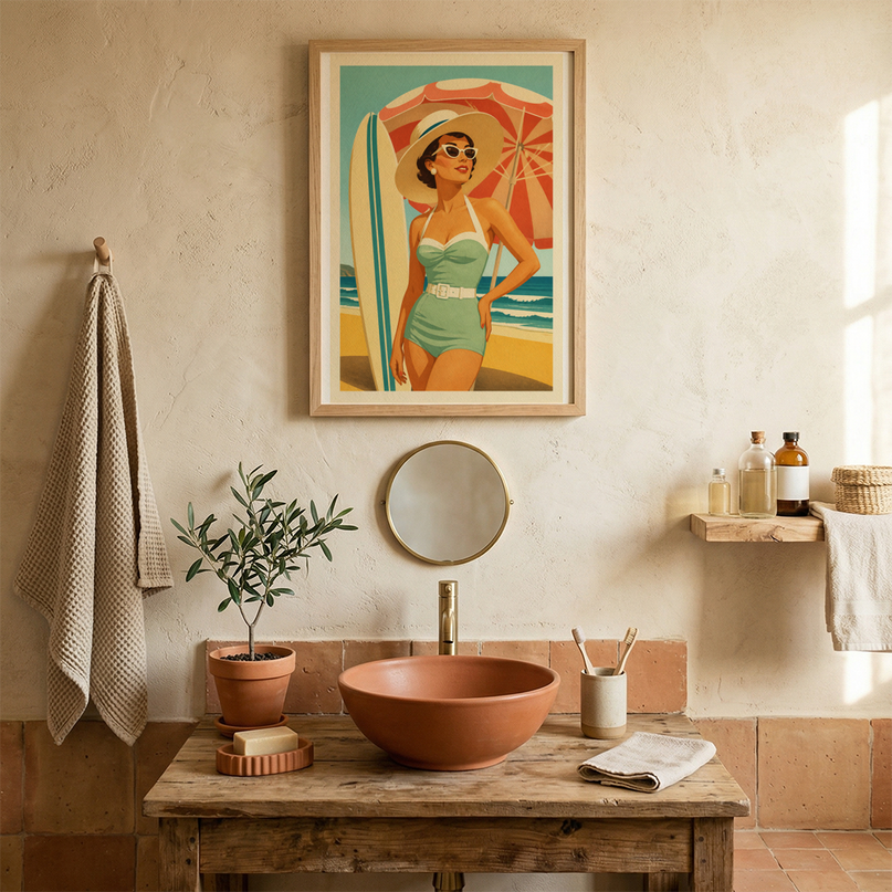 Affiche Ocean Spirit femme chic ambiance rétro 1950