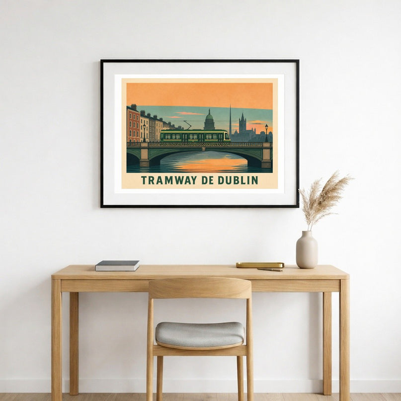 affiche tramway dublin vintage