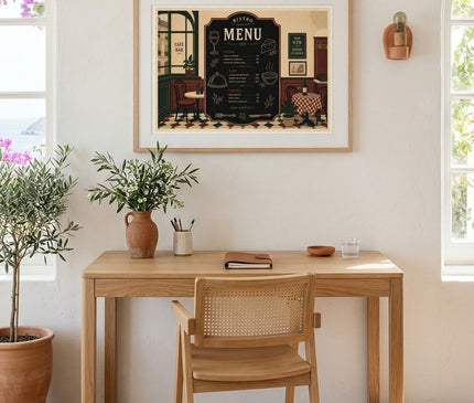 affiche menu gastronomique style ardoise rétro