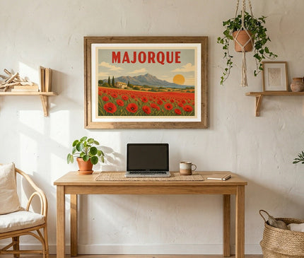 affiche champs de coquelicots majorque