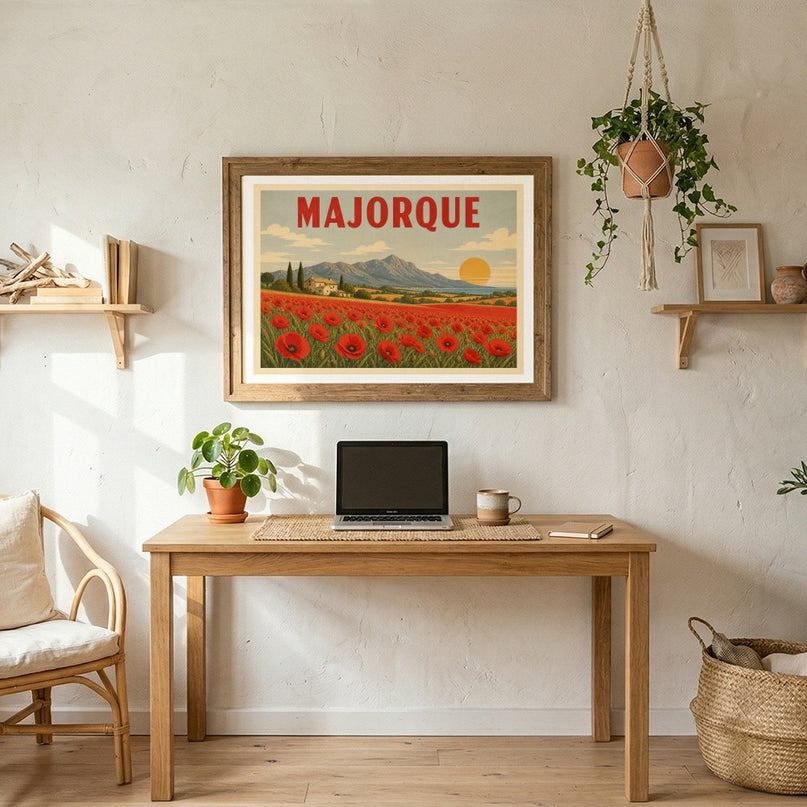 affiche champs de coquelicots majorque