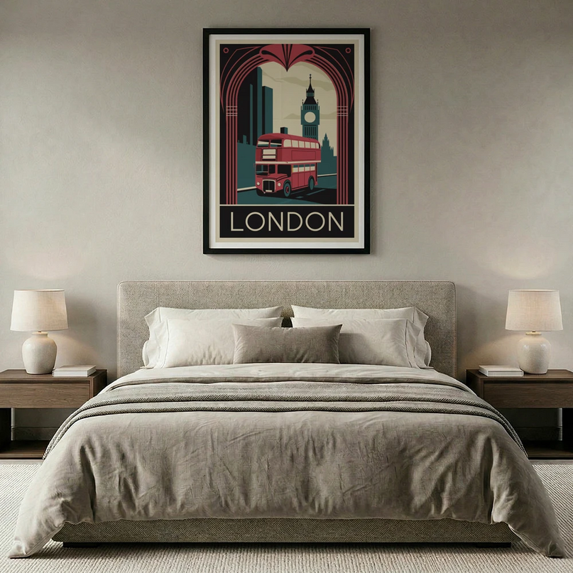 affiche londres vintage rouge et noir