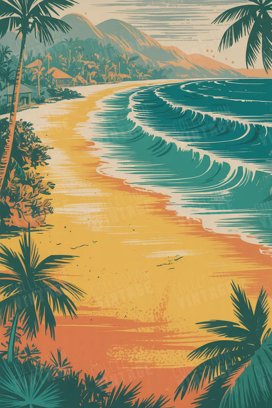 affiche hawai plage de sable fin