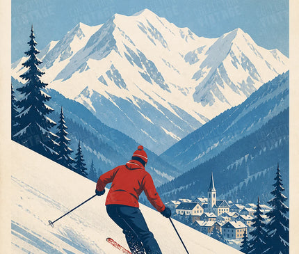 affiche chamonix ski vintage