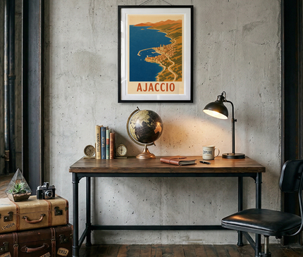 affiche ajaccio poster carte stylisée