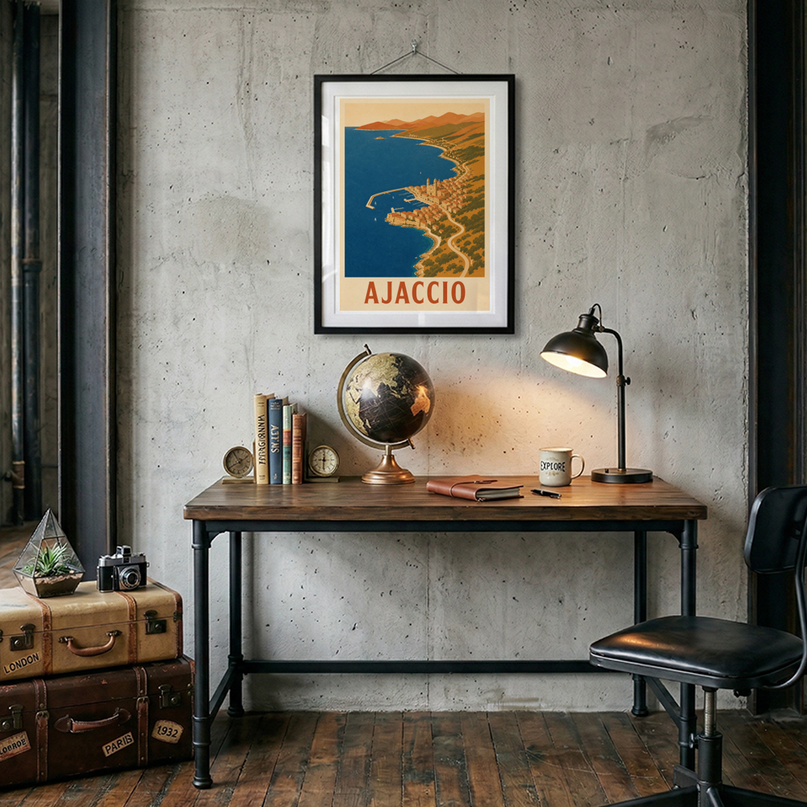 affiche ajaccio poster carte stylisée