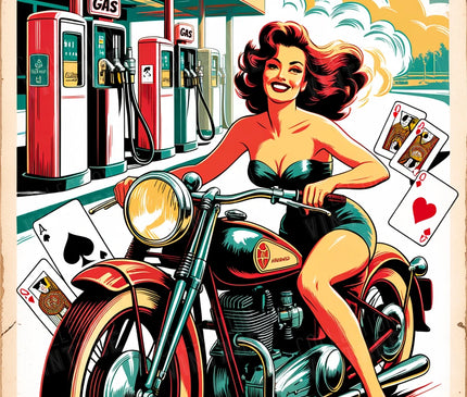 Affiche pin up vintage moto