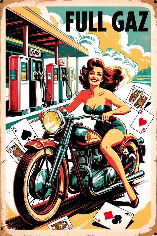 Affiche pin up vintage moto
