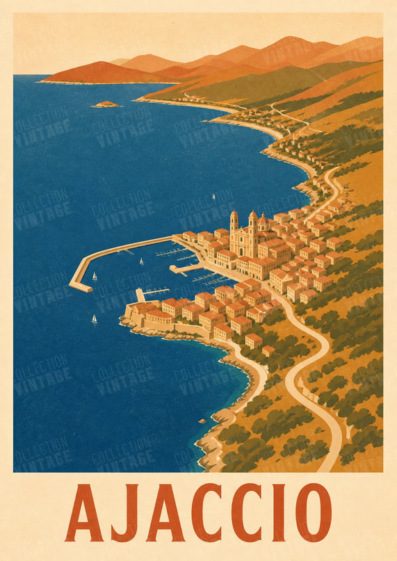 affiche ajaccio poster carte stylisée