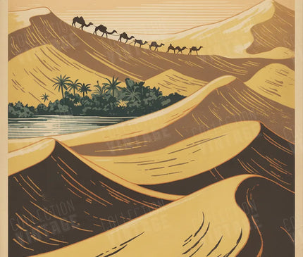 affiche désert du sahara paysage désertique stylisé