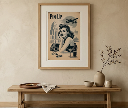 affiche pin up noir et blanc vintage