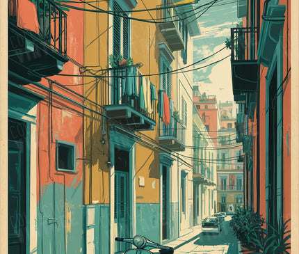 affiche naples façades colorées