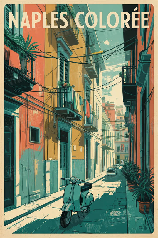 affiche naples façades colorées