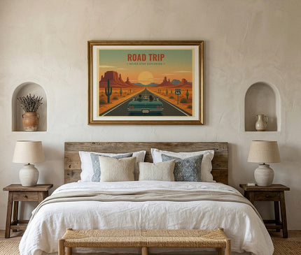 affiche road trip usa retro