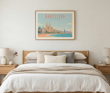 affiche barcelone tons pastels
