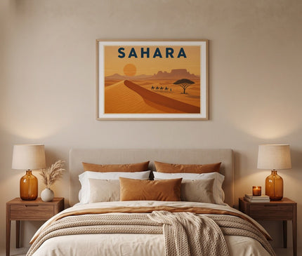 affiche désert du sahara ambiance voyage