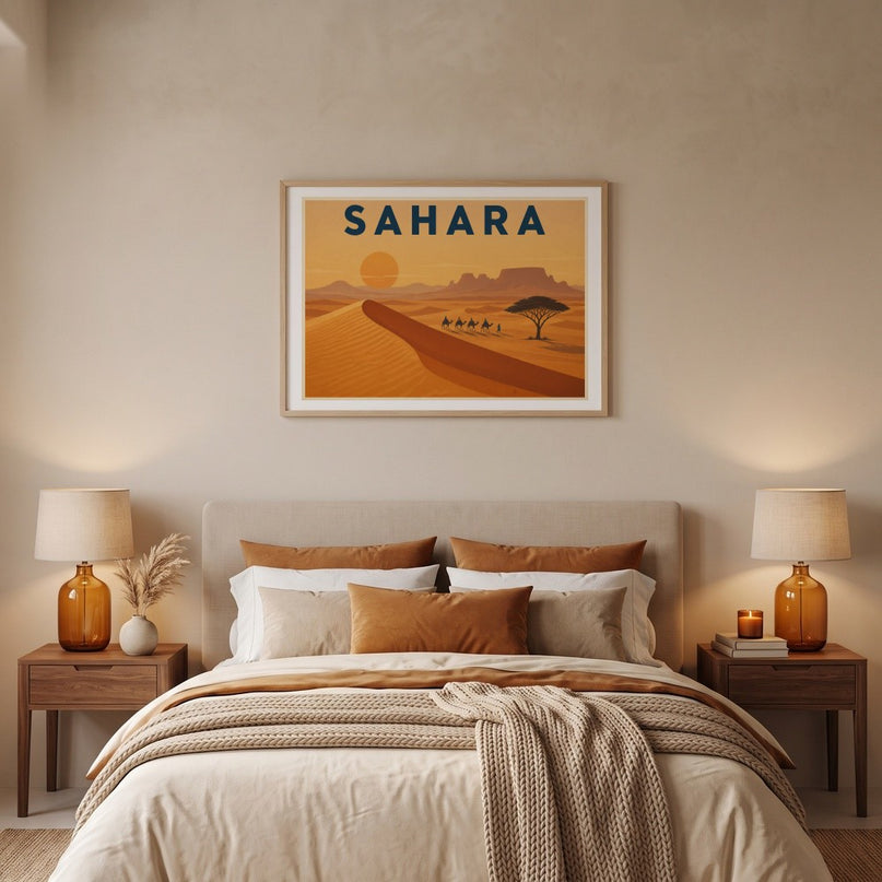 affiche désert du sahara ambiance voyage