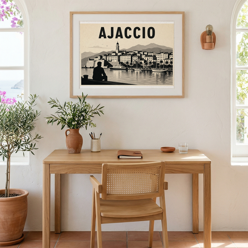 affiche ajaccio noir et blanc