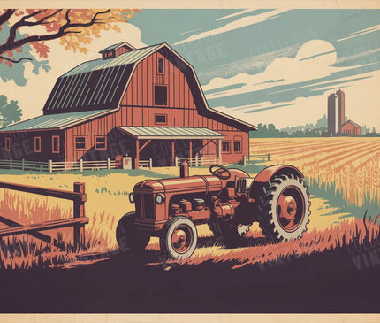 affiche ferme americaine vintage
