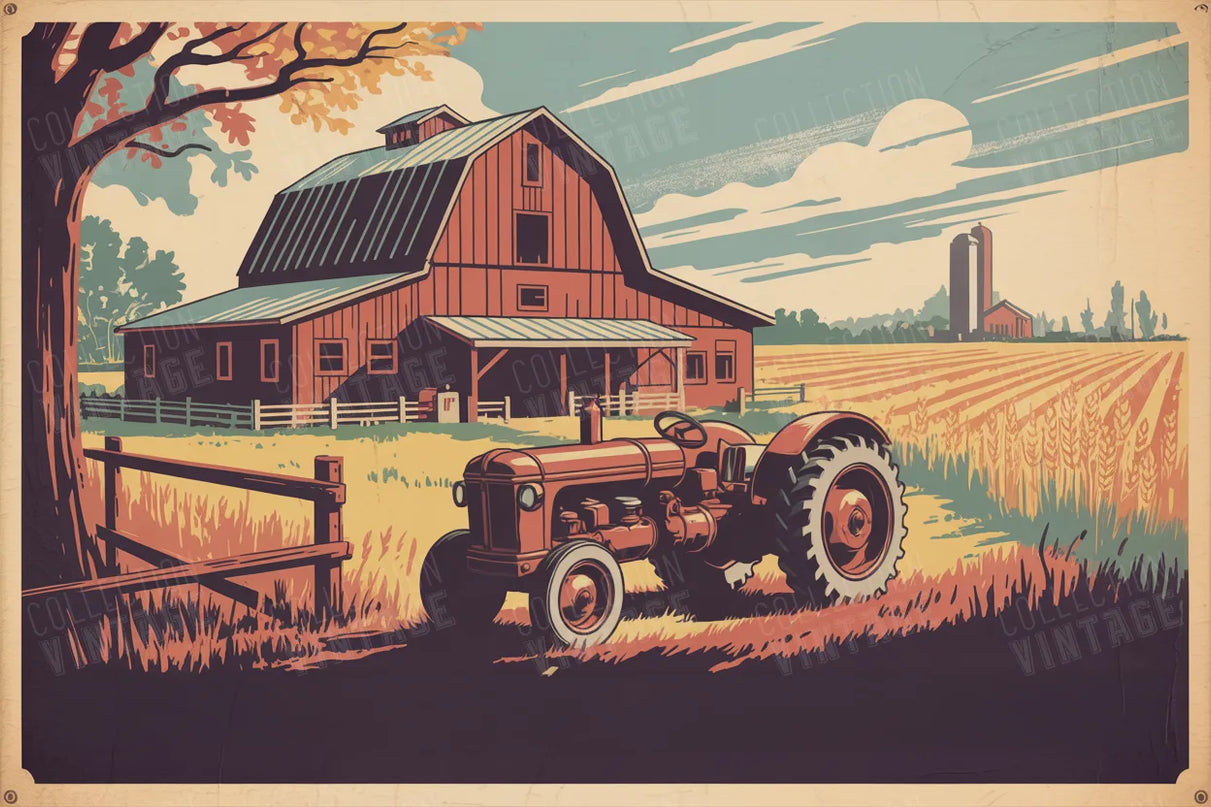 affiche ferme americaine vintage