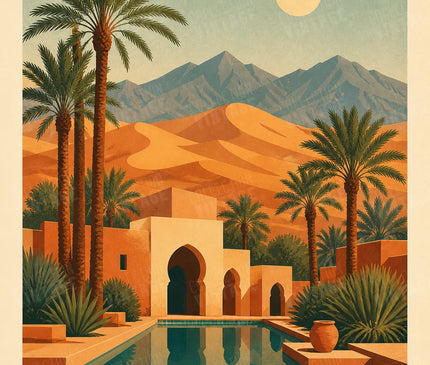 affiche vintage maroc oasis