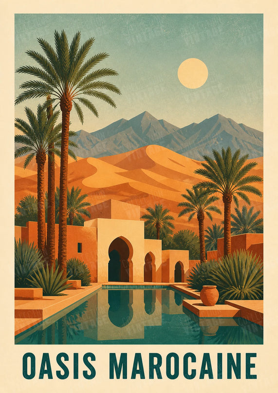 affiche vintage maroc oasis