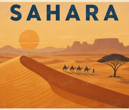 affiche désert du sahara ambiance voyage