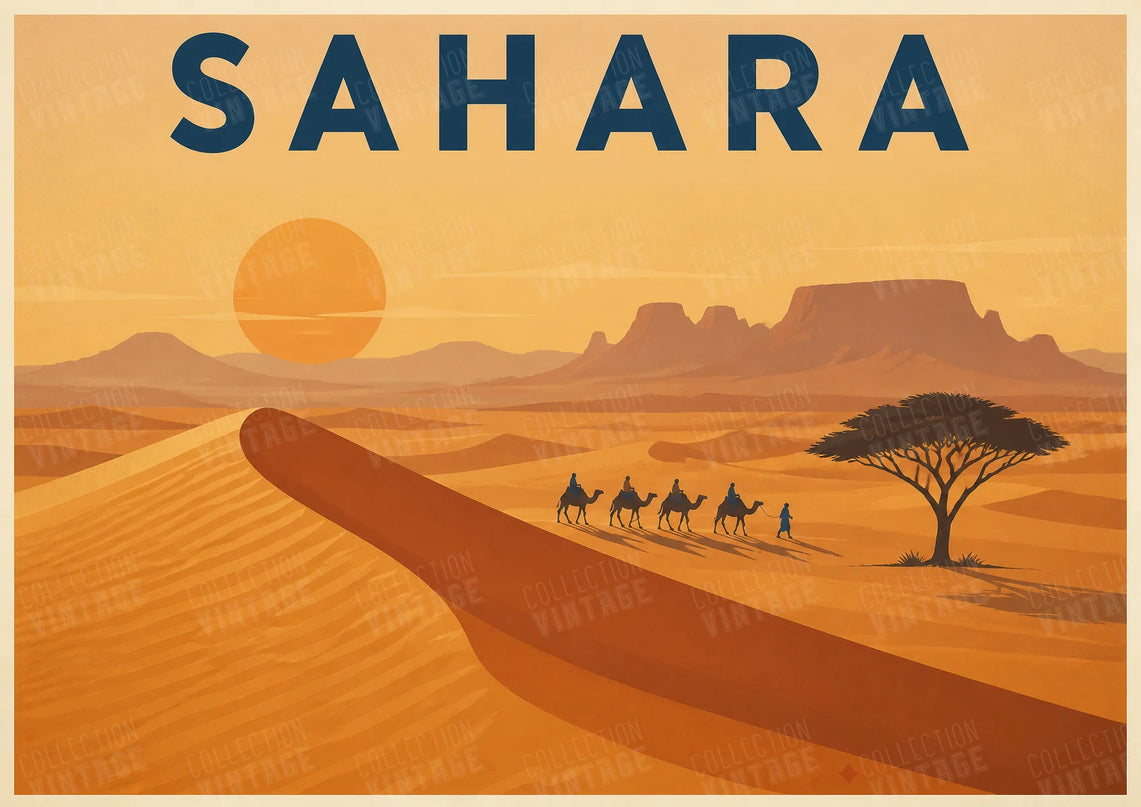 affiche désert du sahara ambiance voyage