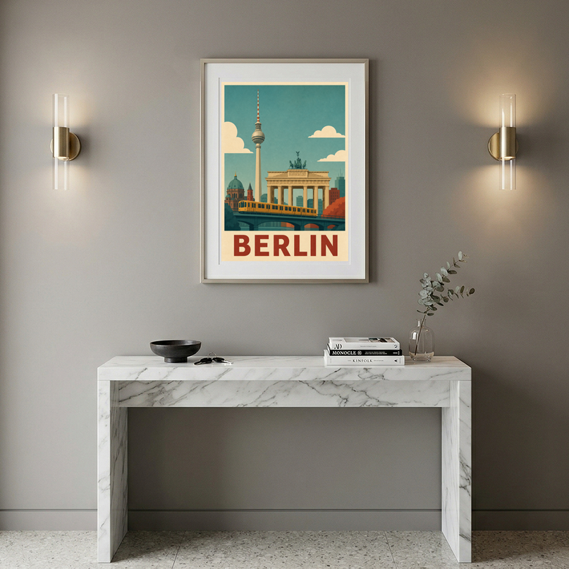 affiche berlin illustration minimaliste couleurs sourdes