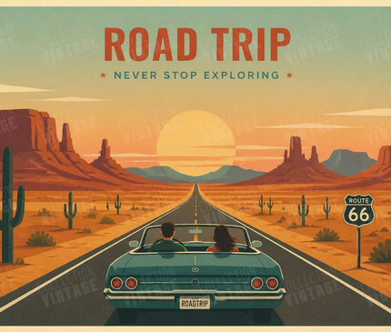 affiche road trip usa retro