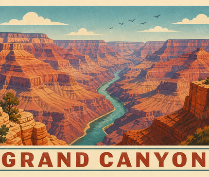 affiche grand canyon vue aérienne vintage
