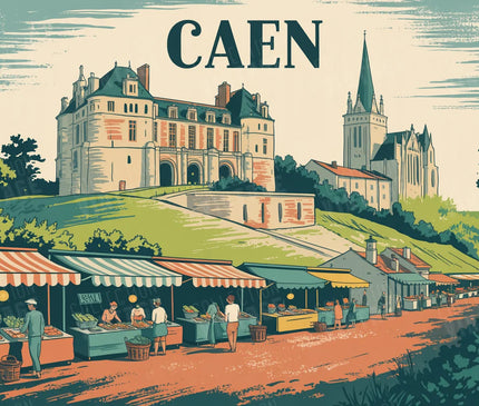 affiche caen style rétro tourisme