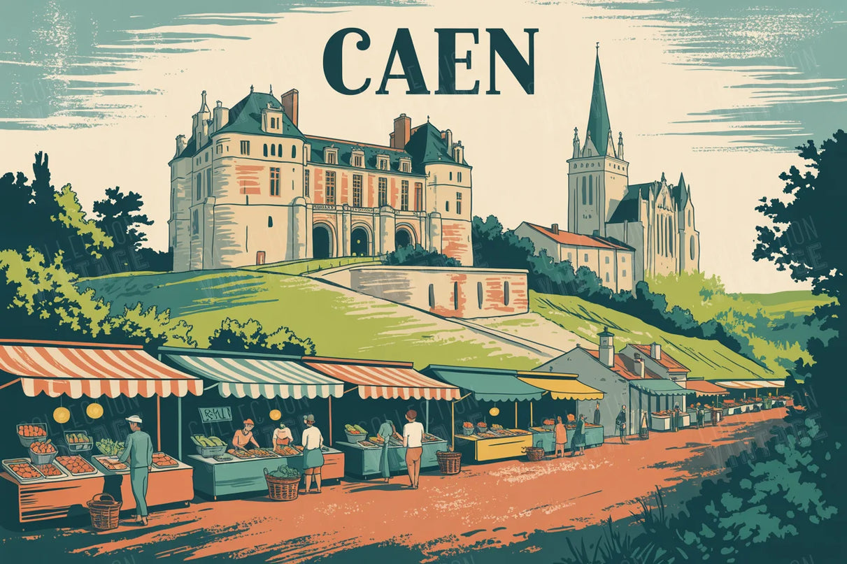 affiche caen style rétro tourisme
