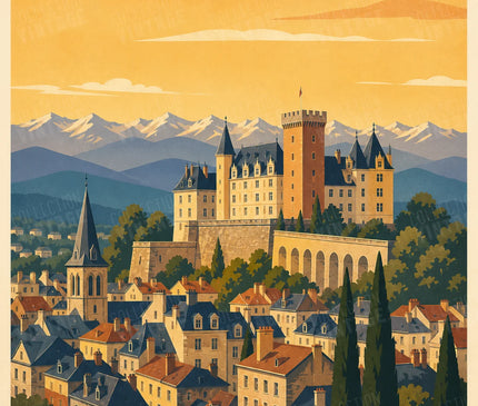 affiches pau centre historique illustration