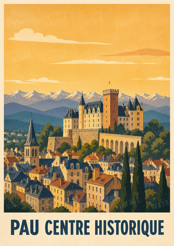 affiches pau centre historique illustration