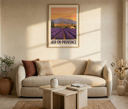 affiche vintage lavandes aix en provence