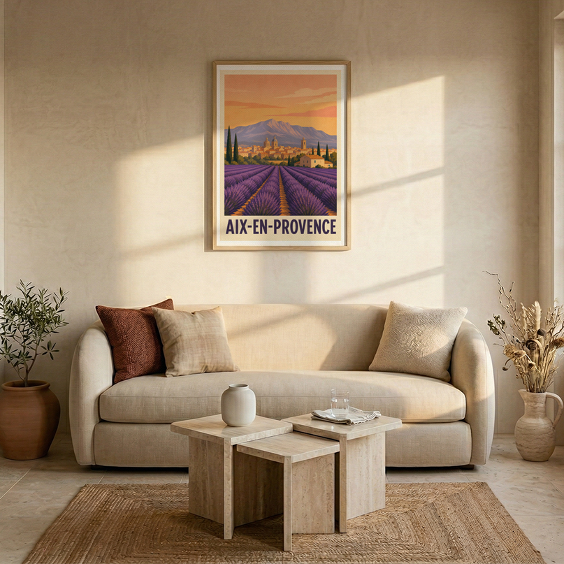 affiche vintage lavandes aix en provence