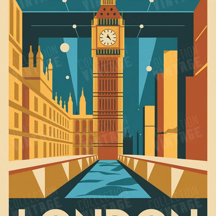 affiche carte londres vintage