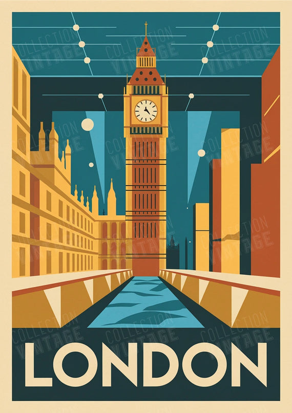 affiche carte londres vintage