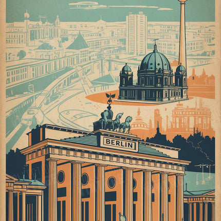 affiche berlin poster style affiche de voyage retro