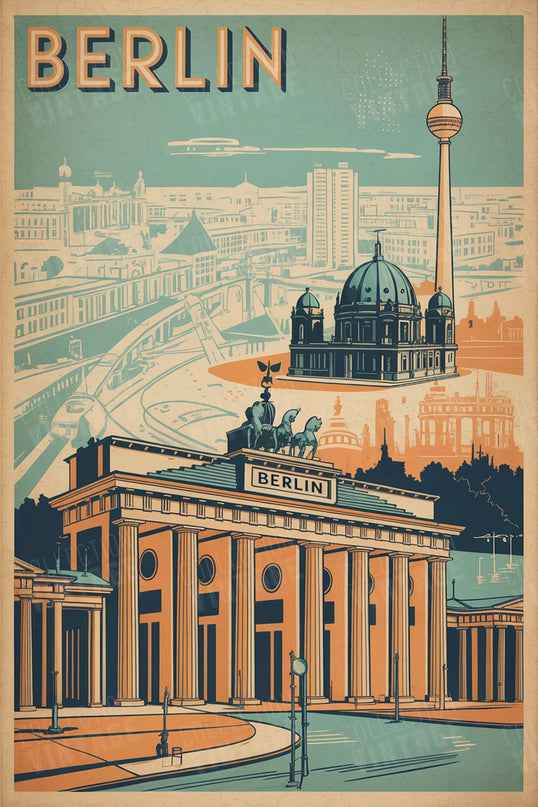 affiche berlin poster style affiche de voyage retro
