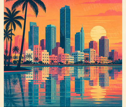 affiche miami reflet sur la mer