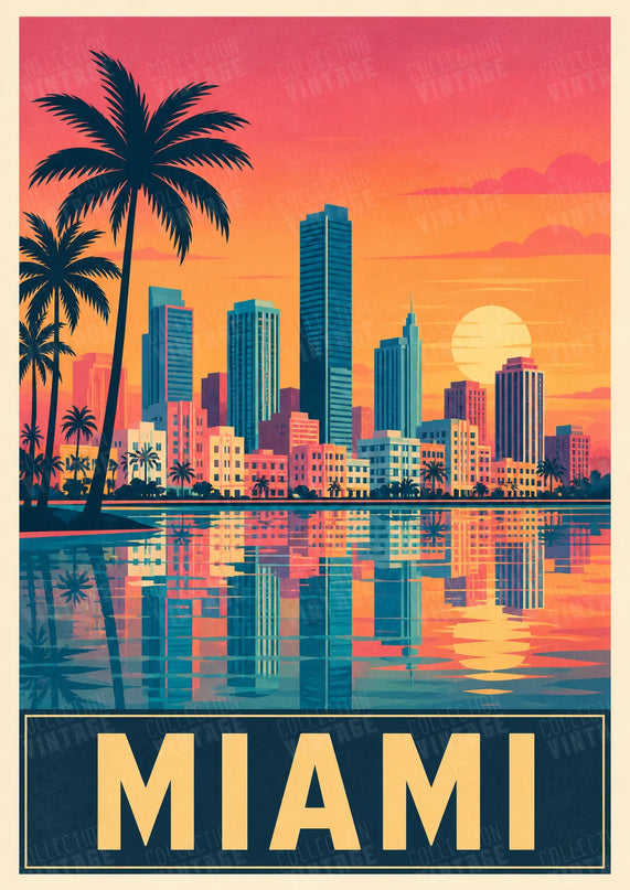 affiche miami reflet sur la mer