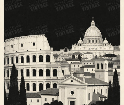 affiche rome noir et blanc paysage urbain