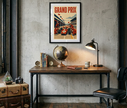 affiche grand prix f1 ambiance pit lane