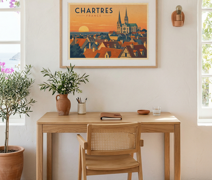 affiche chartres panorama toits de la ville