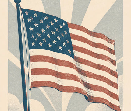 affiche drapeau etats unis style ancien