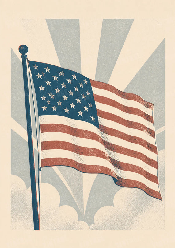 affiche drapeau etats unis style ancien