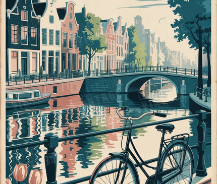 affiche amsterdam vintage parc et canal