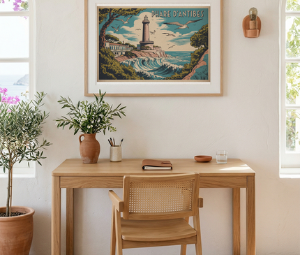affiche vintage phare antibes